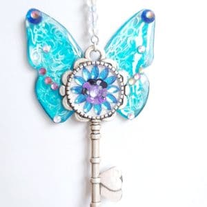 fée bleue clef strass