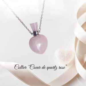 Collier "Coeur de quartz rose "