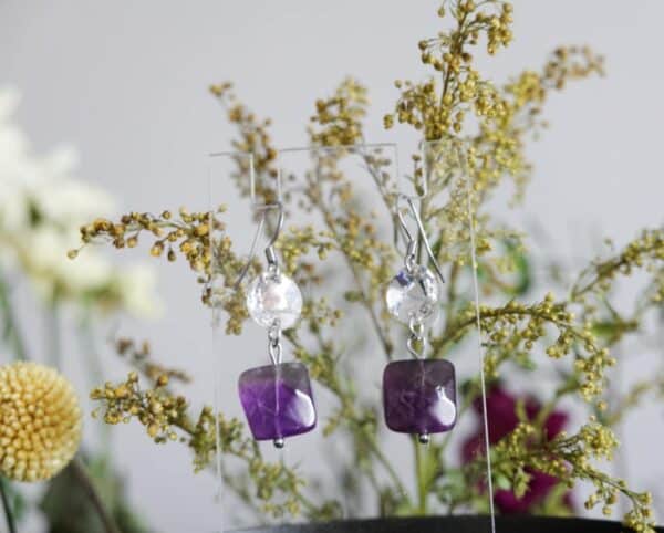 Boucles d'oreilles "Violettes étoilées "