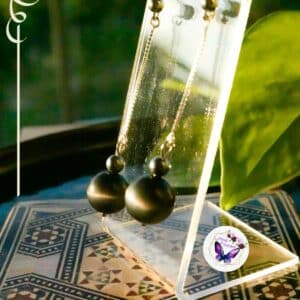 Boucles d’oreilles “Obsidiennes Dorées”